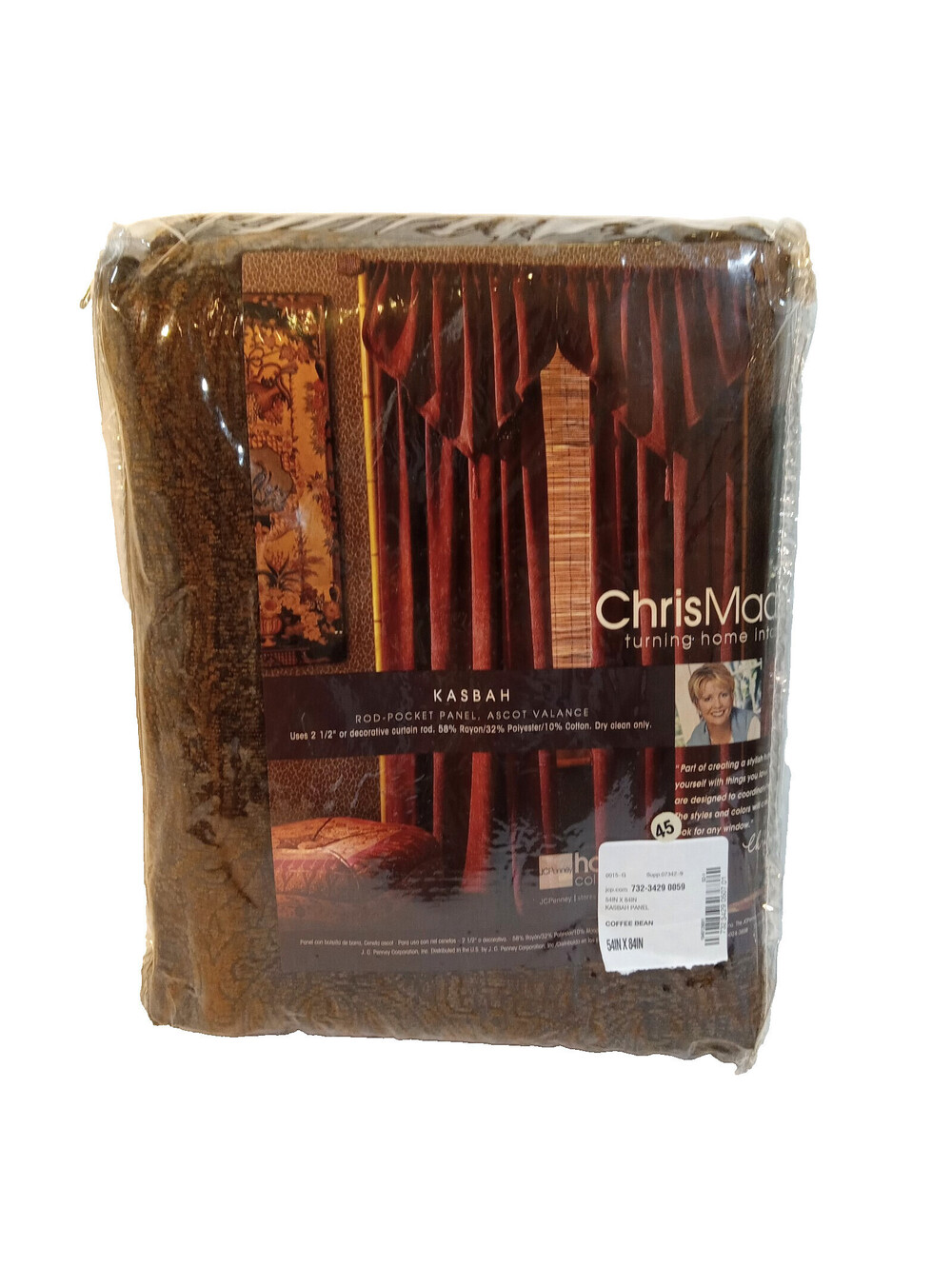 Chris Madden Kasbah Curtain Panel Valance Coffee Bean Brown 54x84 Window Decor